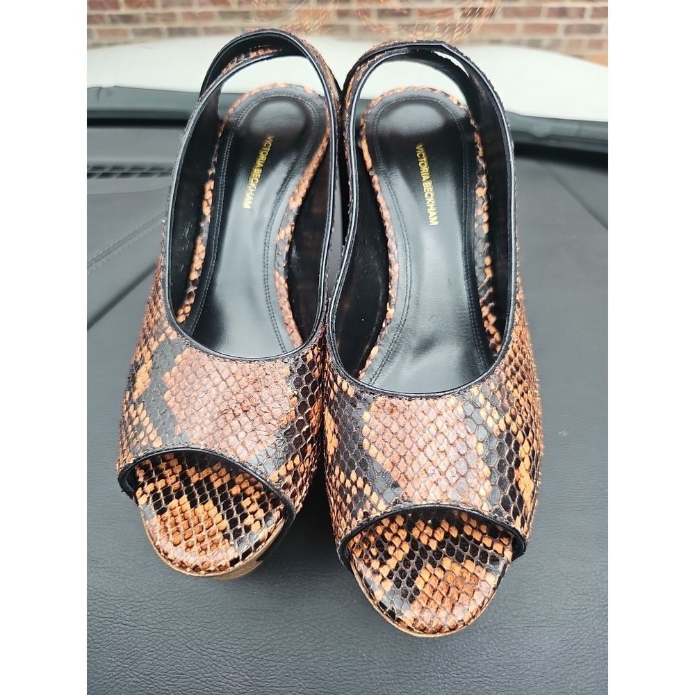 Victoria Beckham Iris Snake-Embossed Wedge Sandals Emily in Paris Womens Shoes
